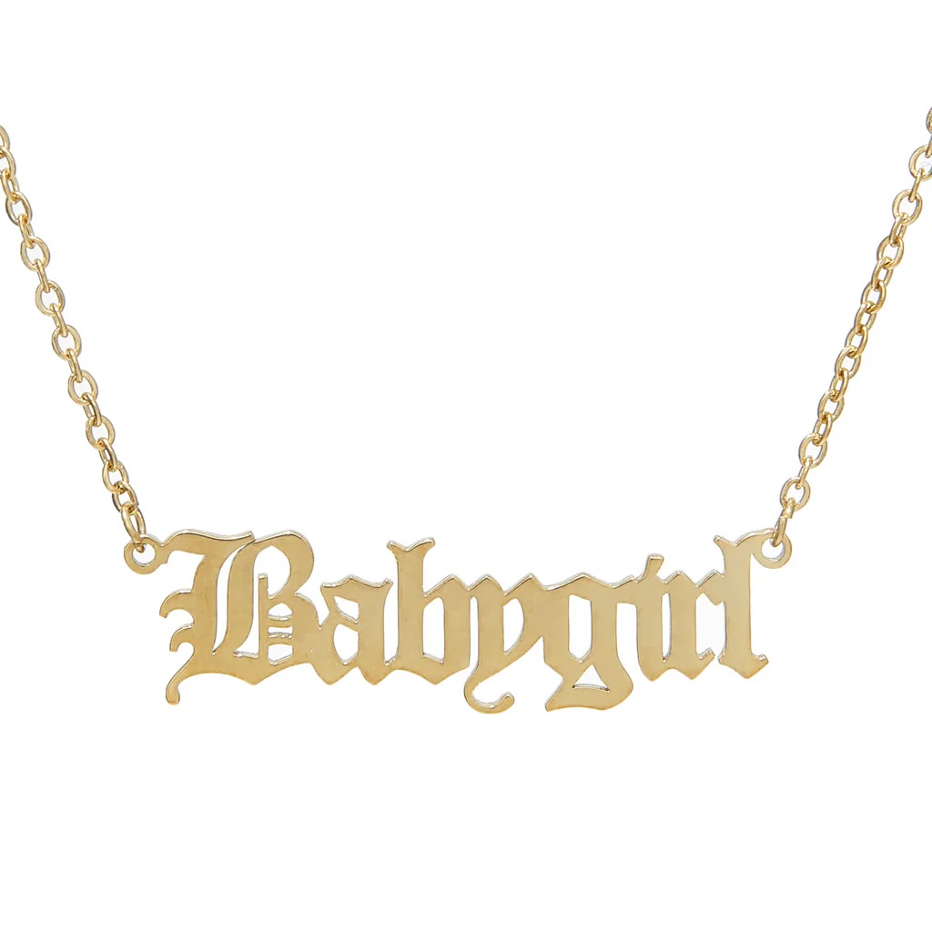 Vibeszn Gold Plated Babygirl Nameplate Necklace 18” Adjustable